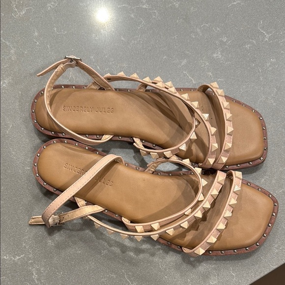Sincerely Jules Tan Studded Sandals - Picture 3 of 7